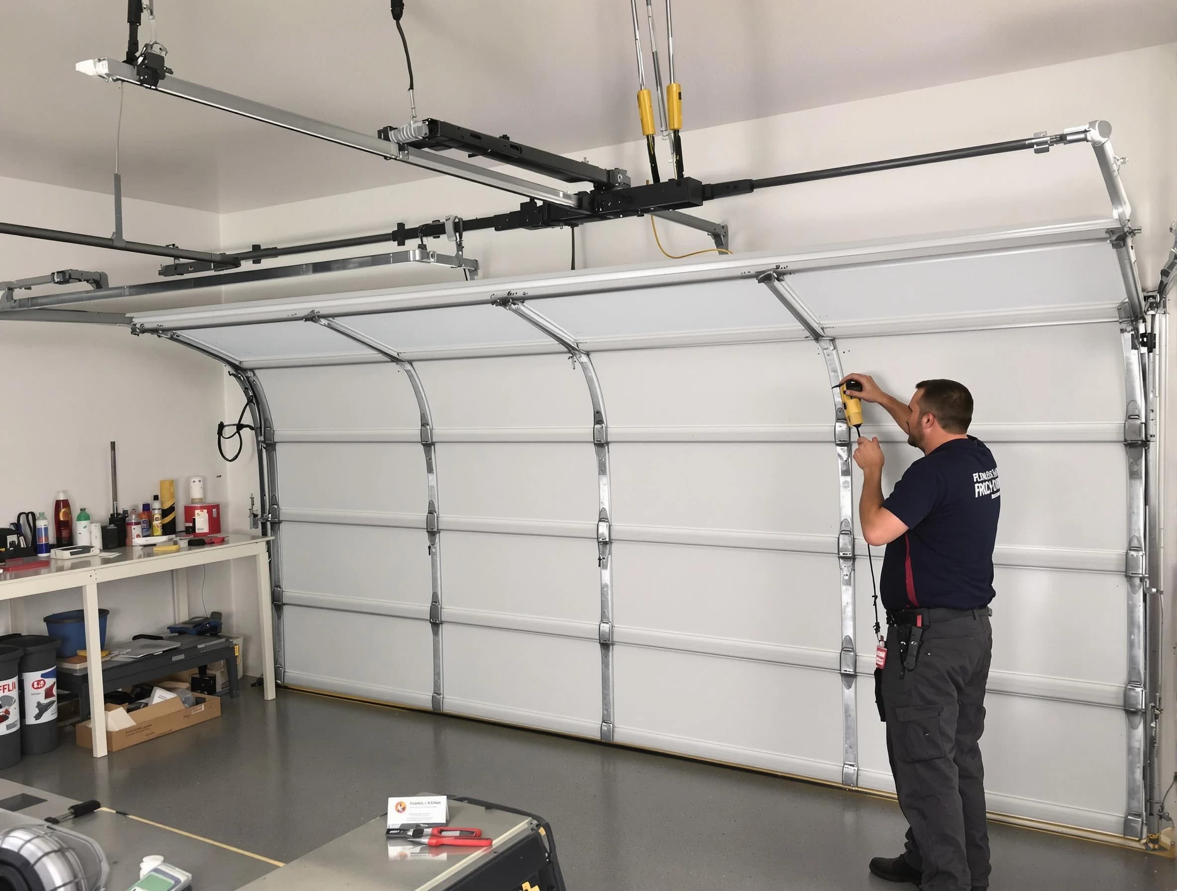 Highlands Ranch Garage Door Repair certified technician performing overhead door system repair in Highlands Ranch