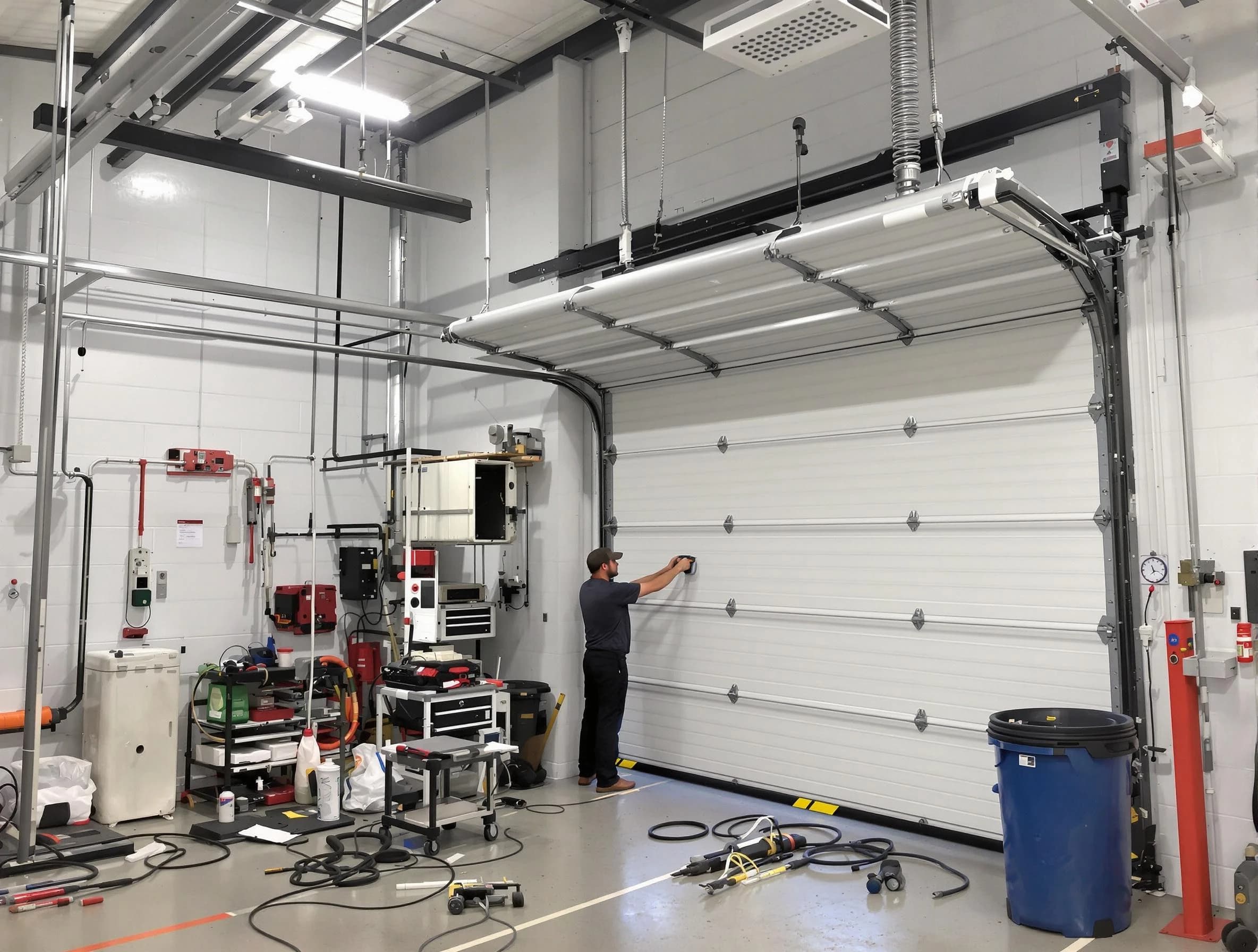 Highlands Ranch Garage Door Repair certified technician performing commercial door repair at a Highlands Ranch business facility
