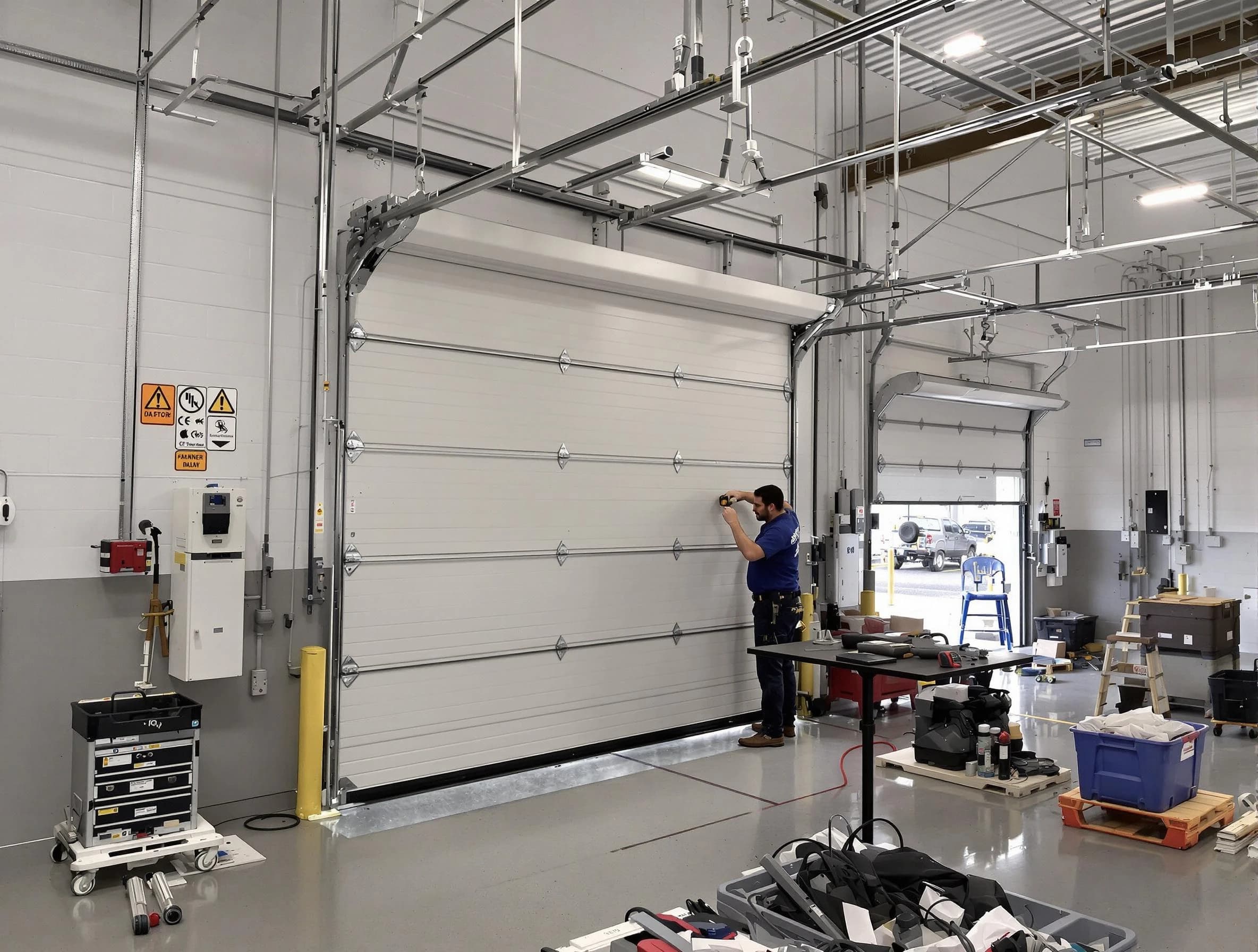 Commercial garage door repair being performed by Highlands Ranch Garage Door Repair expert in Highlands Ranch