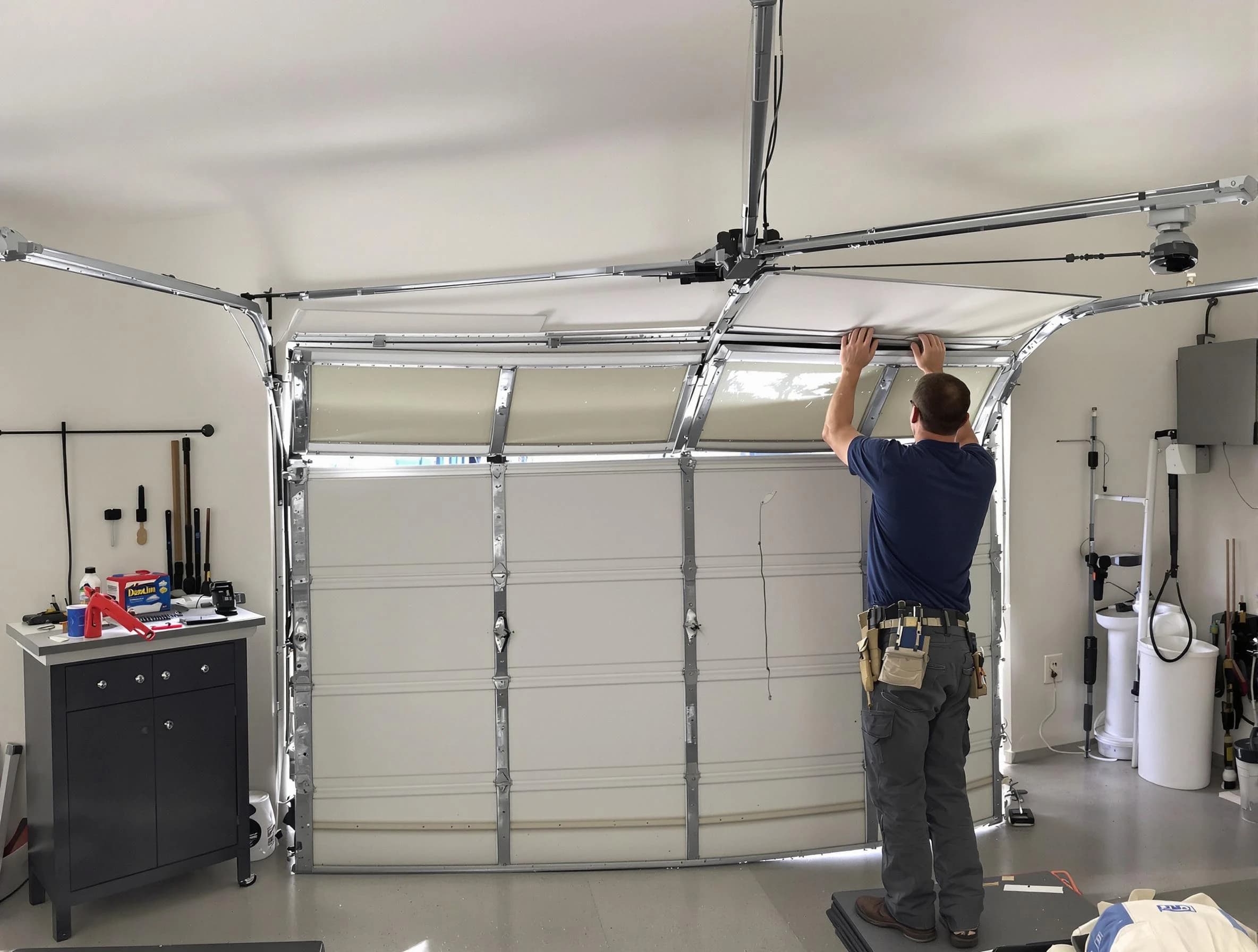 Highlands Ranch Garage Door Repair specialist performing precise section replacement on Highlands Ranch garage door