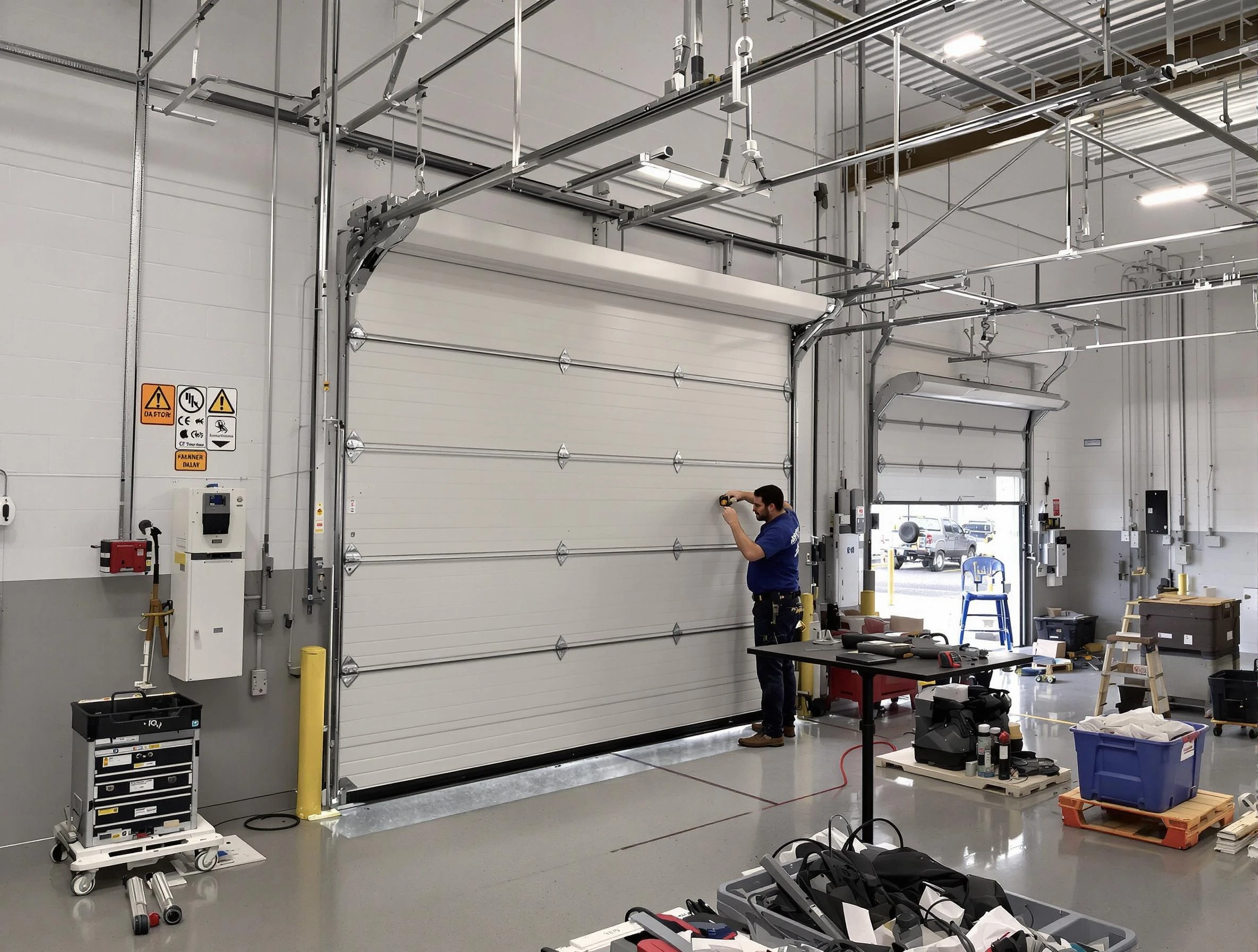 Commercial garage door repair being performed by Highlands Ranch Garage Door Repair expert in Highlands Ranch