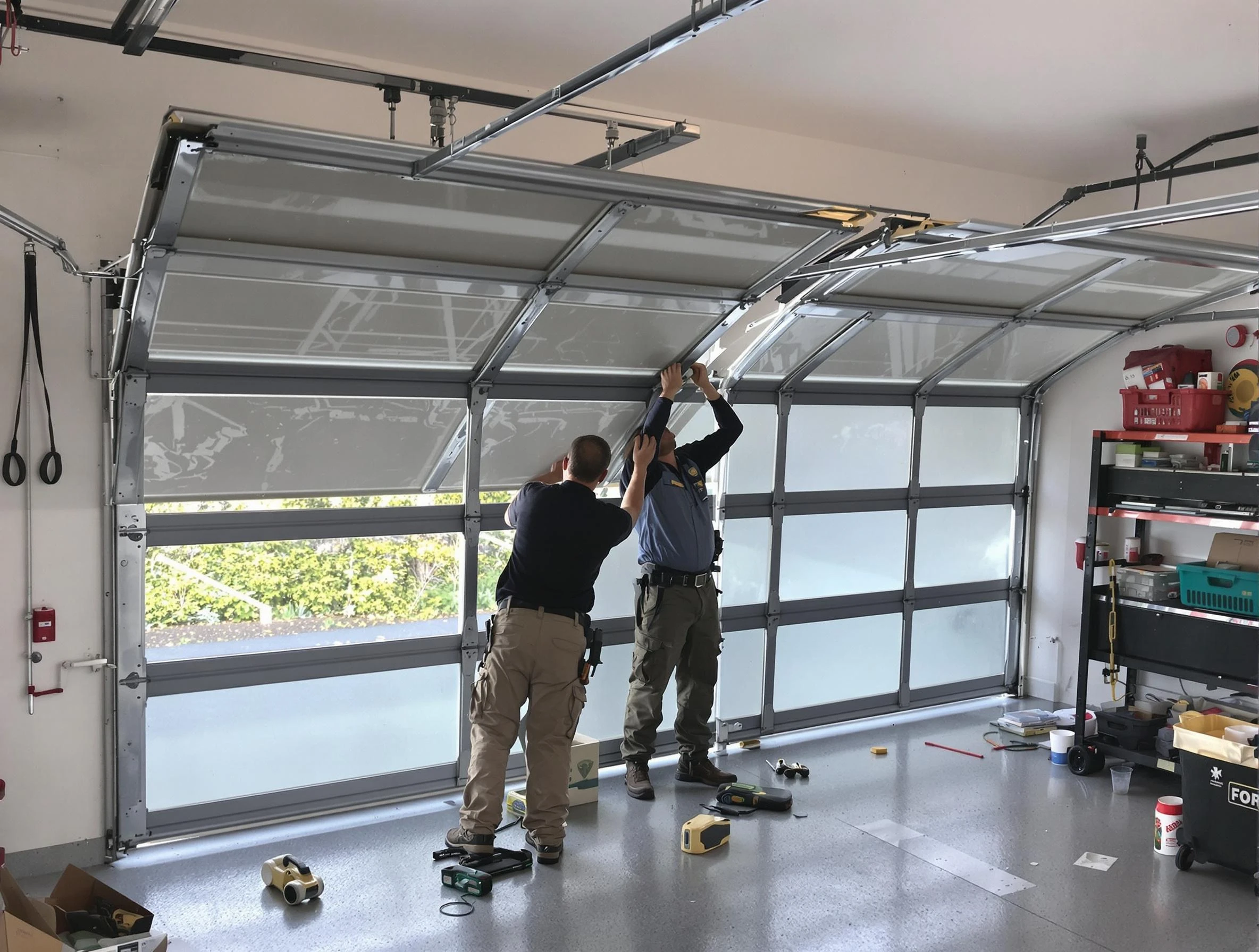 Highlands Ranch Garage Door Repair expert performing precise panel replacement on Highlands Ranch garage door