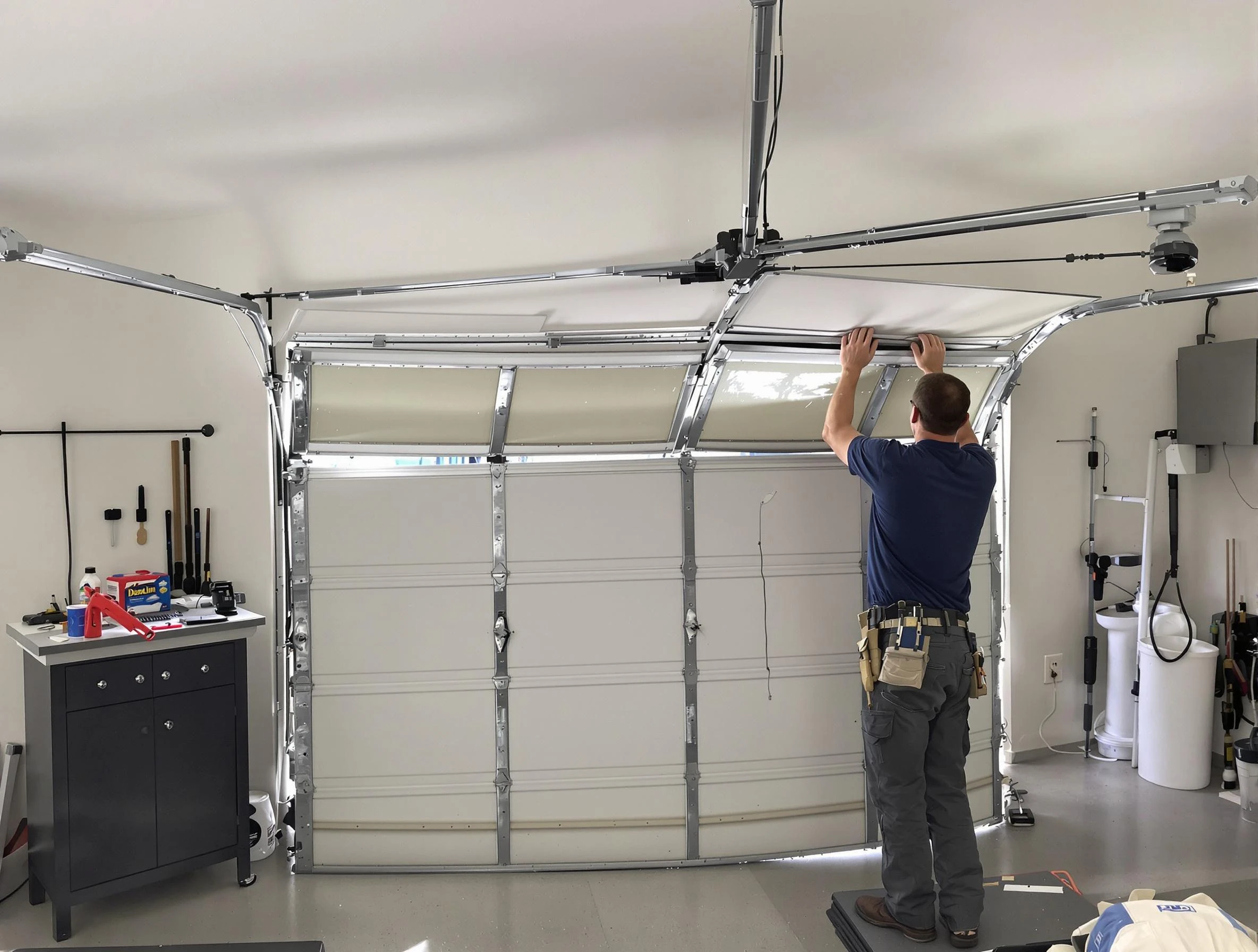 Highlands Ranch Garage Door Repair specialist performing precise section replacement on Highlands Ranch garage door